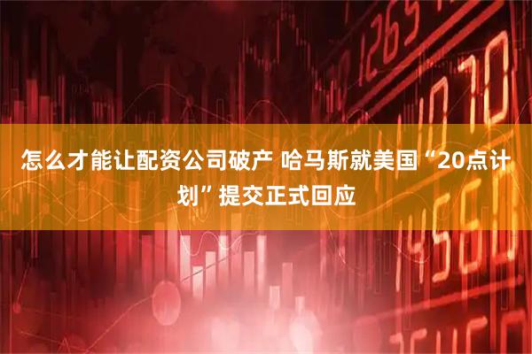 怎么才能让配资公司破产 哈马斯就美国“20点计划”提交正式回应